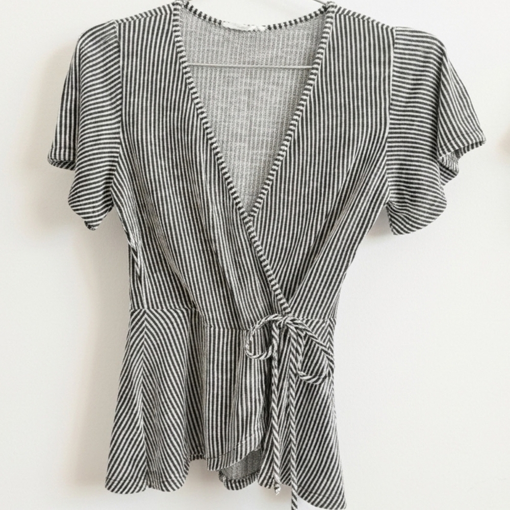 Caution To The Wind Black and White Striped Blouse